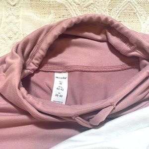 Cropped sweatshirts. Thin material. Cowl neck. One is white. One is mauve.